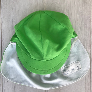 値下げ☆園庭帽☆黄緑☆きみどり☆日除け付き☆名入れ無し☆幼稚園☆保育園の画像