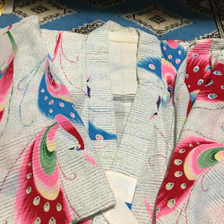 子供　夏浴衣　絞り　孔雀柄　中古