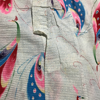 子供　夏浴衣　絞り　孔雀柄　中古の画像
