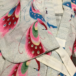子供　夏浴衣　絞り　孔雀柄　中古の画像