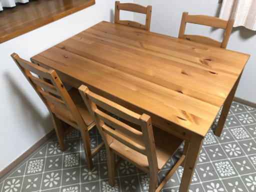 確定済み【IKEA(イケア)】ナチュラルなダイニングテーブル四人がけ椅子4脚セット