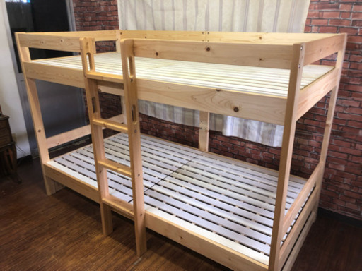 【送料無料】木製2段ベッド ロータイプ     ※他ベッド出品中