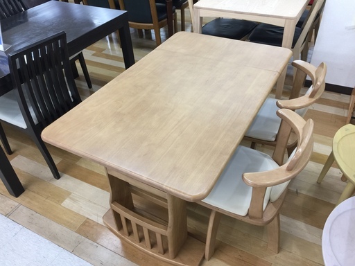 関家具　ベンチダイニング4点セット　ナチュラル×ホワイト　【トレファク岸和田店】