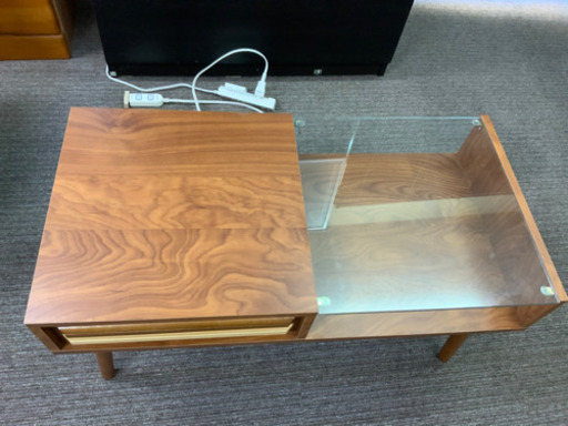 テーブル　ブラウン　ガラステーブル　中古^_^