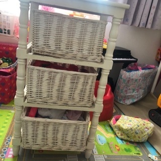 ラタン　姫系❤️三段収納棚　白色❤️