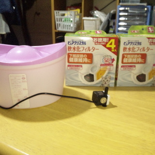 猫用浄水器ピュアクリスタル未開封フィルター5個＋中古本体