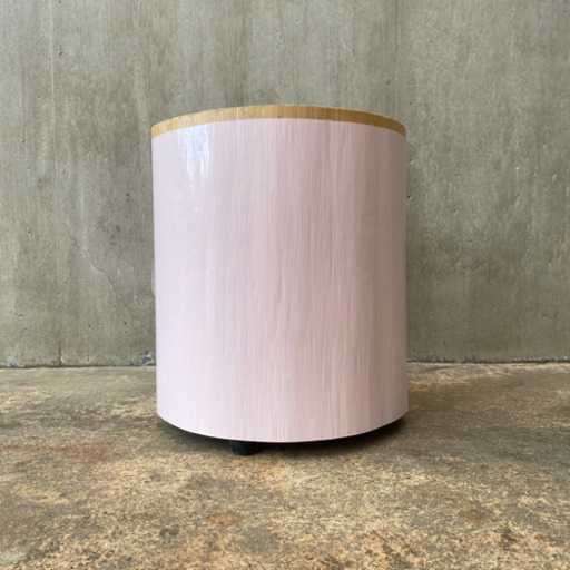ペンキを塗った切り株スツール(pale pink)  33cm