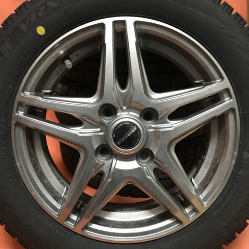 135-4ブリヂストンVRX155/65R14WARENアルミホイール付4本セット14×4.5J +45 バリ山イボあり2019年製造BRIDGESTONEスタッドレスタイヤ