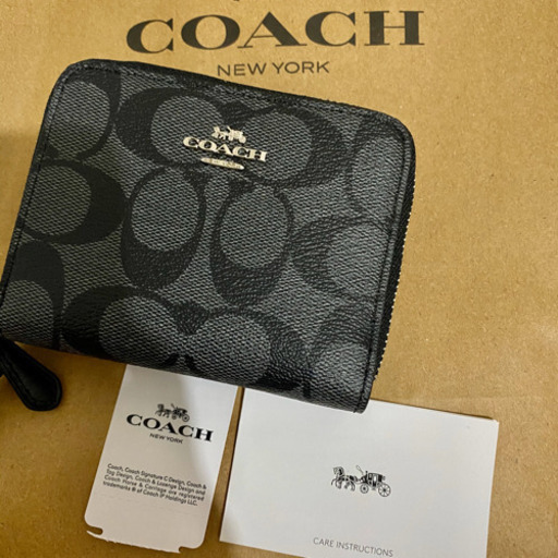 COACH コーチ　折り財布　シグネチャー　モノグラム　黒　ロゴ　ラウンドジップ　メンズ