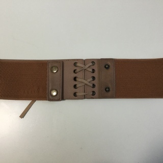 ハイウエストベルト茶色、リボン、ゴム、着やせスタイルused ◆４２◆おまとめ値引き対応品◆の画像