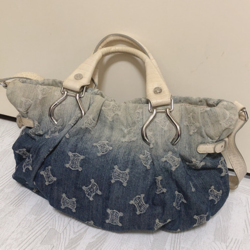 正規品 美品 CELINE セリーヌ デニム ピローバッグ 2WAYハンドバッグ