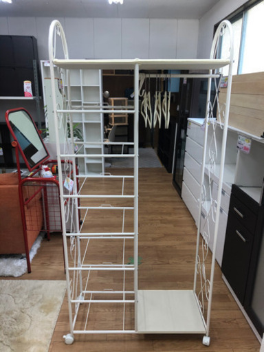 【リサイクルサービス八光　田上店】コートラック ホワイト 収納7杯付き LR-4193WH