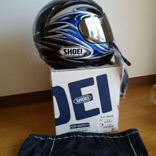 ［新品未使用］フルフェイスヘルメット SHOEI X-9 PHASE black/blue sizeM スペアシールド付の画像