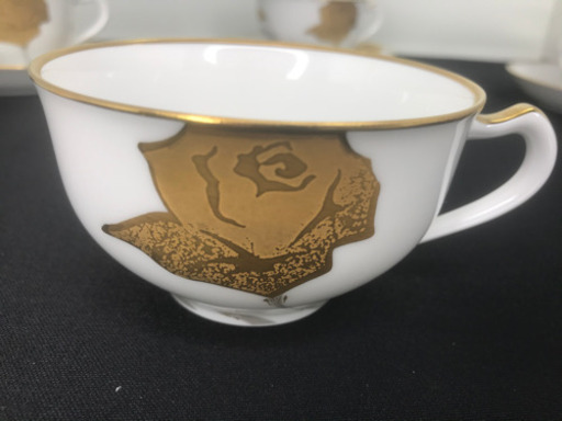 【店舗同時販売中｜値下げしました！】大倉陶園　金蝕バラシリーズ　カップ&ソーサー6客set　問合わせ番号：102-023292-002