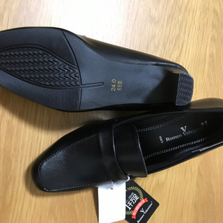 値下げ　新品　24.0  ブラック　ローファー　パンプスの画像