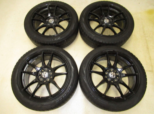 MOTEC 8J-18インチ off+48 pcd112・120/5H(マルチ) PIRELLI ICE ASIMMETRICO 225/45R18 スタッドレス付き4本　VW、アウディ、メルセデス・ベンツ、BMW他