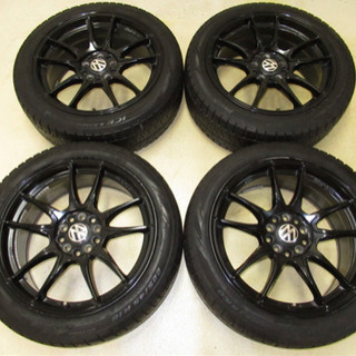 MOTEC 8J-18インチ off+48 pcd112・120/5H(マルチ) PIRELLI ICE ASIMMETRICO 225/45R18 スタッドレス付き4本　VW、アウディ、メルセデス・ベンツ、BMW他