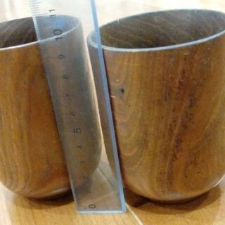 【中古品】北海道魔除け＆長生きの木銘木エンジュペア湯呑の画像