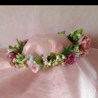 ウエディング 花かんむり ブーケ ブートニア セットの画像