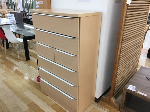 サン　6段チェスト　ナチュラル×シルバー　【トレファク岸和田店】