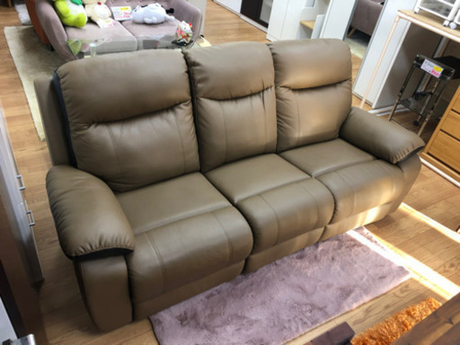 【リサイクルサービス八光　田上店　配達・設置OK】LURKEY SOFA Peach 2～3人掛け　リクライニング電動ソファー