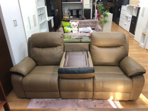 【リサイクルサービス八光　田上店　配達・設置OK】LURKEY SOFA Peach 2～3人掛け　リクライニング電動ソファー