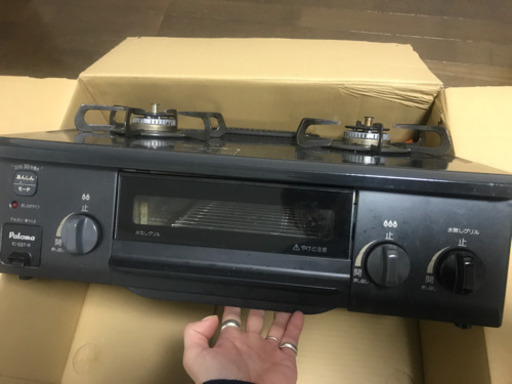 リンナイガスコンロ　二口　　プロパン用　ホース付き
