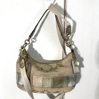 COACH コーチ メタリックレザーマルチカラー×シグネチャー ...