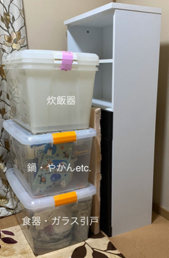 食器・鍋・やかん・炊飯器つき食器棚・・・ひとり暮らしスタートキット(笑)