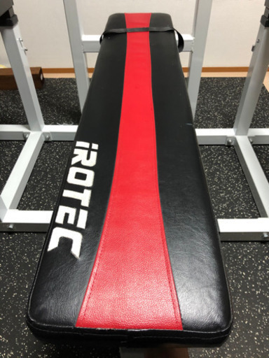 中古　アイロテック 製ベンチプレス　セーフティー　ファイティングロード製バーベルシャフト