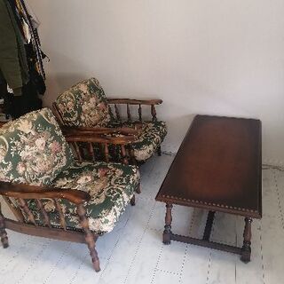 カリモク　アンティークチェアセット