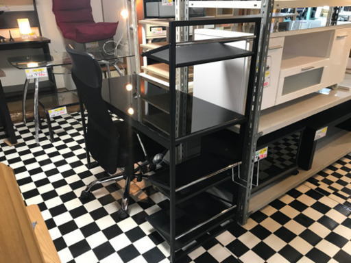 【リサイクルサービス八光　田上店　配達・設置OK】強化ガラスブラック　デスクセット