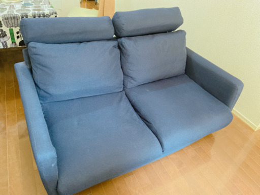 無印良品ソファ　羽根ポケットコイルクッション　ネイビー