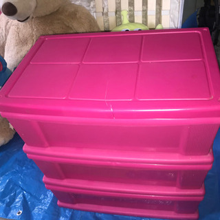 収納ケースピンク中古