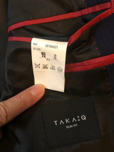 値下げスーツ A5 タカキュー ネイビー ピンストライプ ほぼ新品