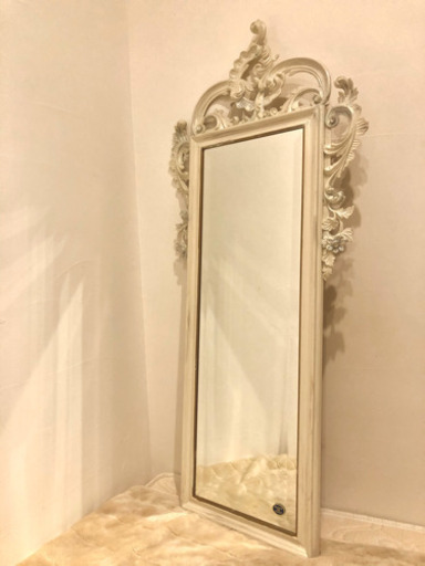 【送料込/日時指定可】イタリア製高級姿見　ミラー　鏡　ゴージャス　ロココ　シャビーシック  フレンチ　アンティーク　壁掛け