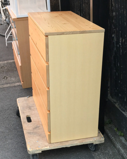 無印良品　パイン材チェスト 4段ワイド