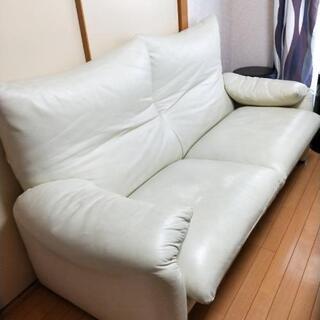 イタリアンレザーソファー白３人掛け＃持ち帰れる方限定