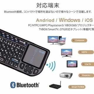 落札されました！未使用品☆ 【Ewin】ミニ bluetooth キーボード Mini Bluetooth keyboard タッチパッドを搭載 バックライト付き　小型キーボード マウス 一体型 無線 USB レシーバー付き ブラック【日本語説明書付き】の画像