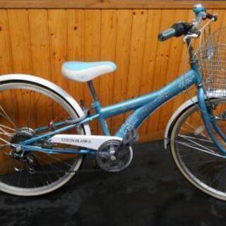 終了しました。自転車屋の美品中古　女子24インチ　カワイイ　6段切り替え付き　整備済み　