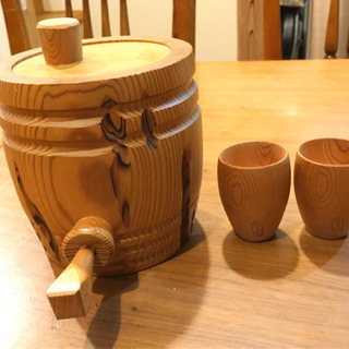 屋久杉焼酎樽、お猪口