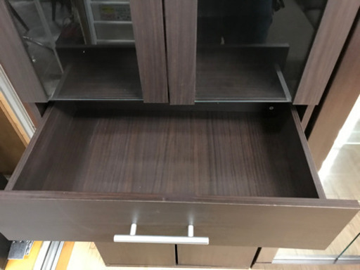 【リサイクルサービス八光　田上店　配達・設置OK】ダークブラウン　スリム　食器棚