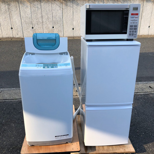 お買い得?生活家電セット⑦??✨SHARP ２ドア冷蔵庫・日立　5㎏洗濯機・SANYO 電子レンジ?✨配達設置可能✨❕他にも家電セット