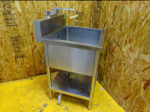 (4657-0)業務用 ステンレス 一槽シンク W600D600H800 BG150 蛇口付き 流し台 厨房機器 飲食店 店舗 