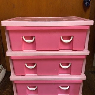 まだあります。３段収納BOX タンス 可愛いピンク♡子供部屋等に ①