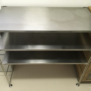 取引中　無印良品　ステンレスユニットシェルフ・ワイド・小 幅８６...