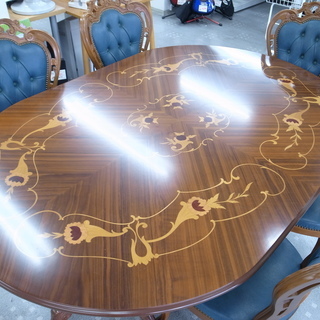 アンティーク調 ダイニングテーブルセット イス5脚　モノ市場半田店119の画像