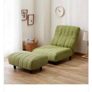 値下げしました！リクライニング1人掛けワイドソファ、オットマン　リーフグリーン 1人掛けワイドソファ、オットマン リーフグリーン