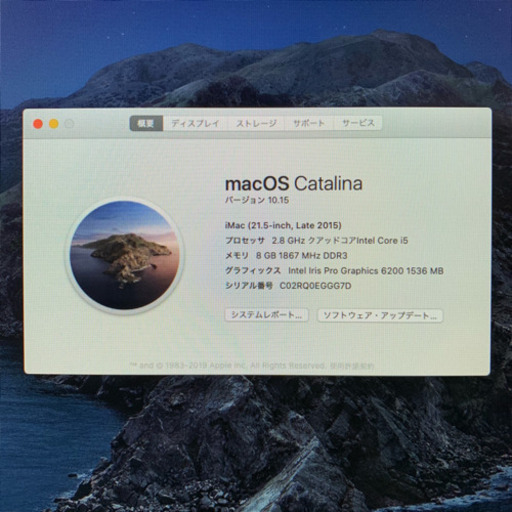 Apple iMac2015 21.5-inch アップル【管理番号RQ0EGGG】