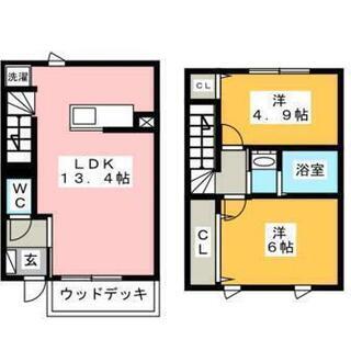 岡崎市岡町保母境 賃貸メゾネット アパート 2LDK 57.96㎡の画像